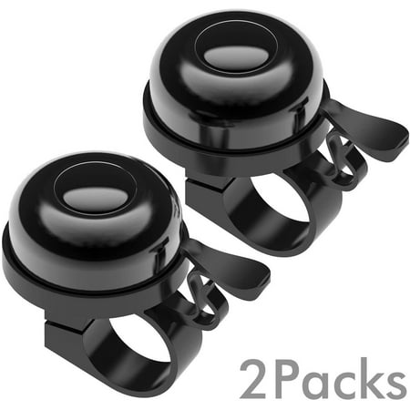 2 Pack Bicycle Bell Mini Aluminum Alloy Bike Ring Horn Accessories for Scooter Cruiser Ebike Tricycle Mountain Road Bike MTB BMX Electric Bike