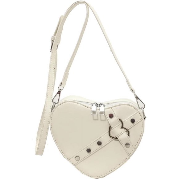 Cute Heart Shaped Purse for Women Faux Leather Heart Crossbody Bag Y2k Purse Small Shoulder Handbag with Zipper