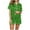 Green, variant on Simua Women's Summer Pajamas Sets Turndown Collar Print Short Sleeve Blouse and Shorts Loungewear