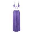 thumbnail image 5 of XIAOCHA Halter Cutout Maxi Dress for Women Pleated Summer Party Floor-Length Gown, 5 of 6