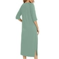 thumbnail image 6 of Cottons Robe Women Women Robes Zipper Front Short Sleeve Full Length Housecoat with Pockets Long Loungewear S-13 A-Green XL, 6 of 7
