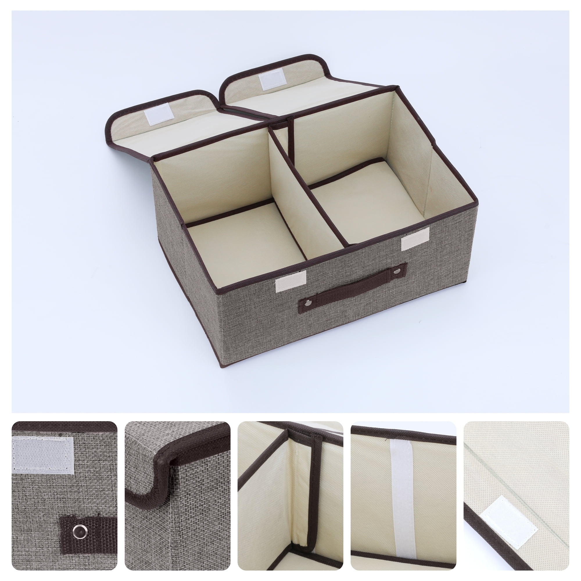 Unique Bargains Collapsible Storage Bin Basket with Handle for Shelves Organization Grey