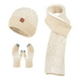 thumbnail image 5 of Bibifish 3 PCS Scarf Hat Glove Sets For Women Winter Knitted Scarf Warm Soft Touchscreen Gloves And Hats Cold Weather Thermal Scarf Hat Glove Sets, 5 of 5