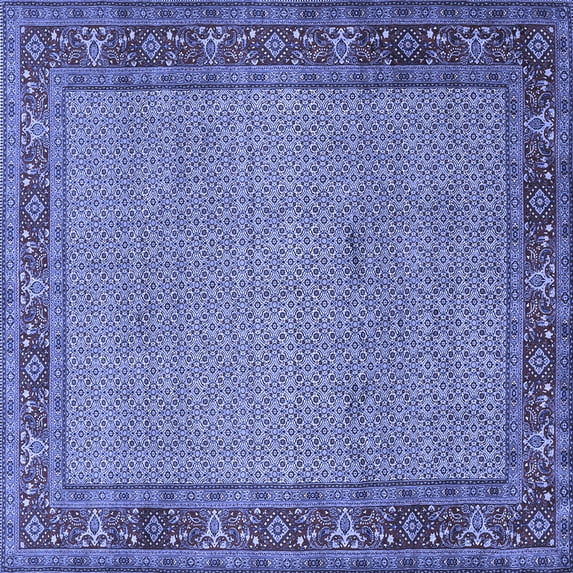 Ahgly Company Machine Washable Indoor Square Persian Blue Traditional Area Rugs, 8' Square