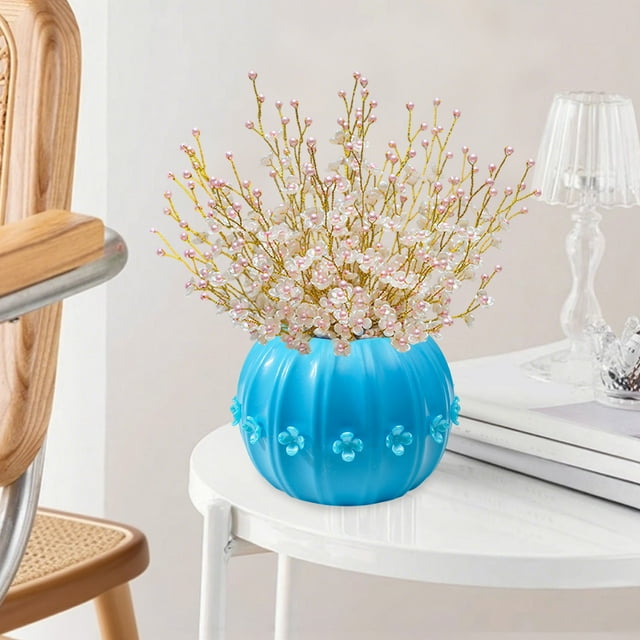 Seyotauo Creative Pumpkin Shape Plastic Vase for Flower Dry Flower Hydroponic Planter Decorative Vase for Home Room Office Party Wedding
