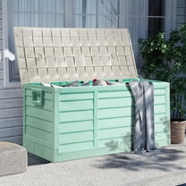 Ktaxon Collapsible 75gal Outdoor Garden Plastic Storage Deck Box Easy Set Up,Space Saving,New Generation of Upgraded Storage Container,Green