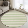 thumbnail image 2 of Green Striped Round Rug 4ft Washable Circle Entryway Rugs Non Slip Classic Retro Simple Horizontal Stripes Area Rug Indoor Floor Carpet for Bedroom Kitchen Living Room Home Office Dining Room Nursery, 2 of 9
