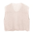 thumbnail image 4 of Women's Sleeveless Solid Color Pocket Button Knit Cardigan Vest Short Outerwear For Spring And Summer, 4 of 7