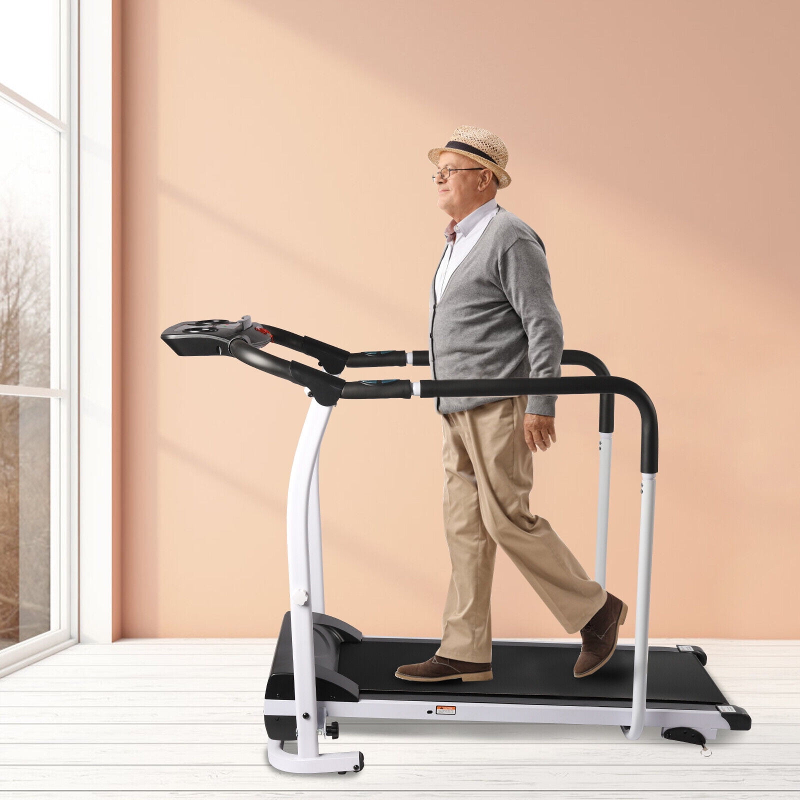 Foldable Treadmill for Home Use – 220lbs Weight Capacity, Adjustable Speed & Slope, Quiet 1.0HP Motor, LCD Display with Heart Rate Monitor