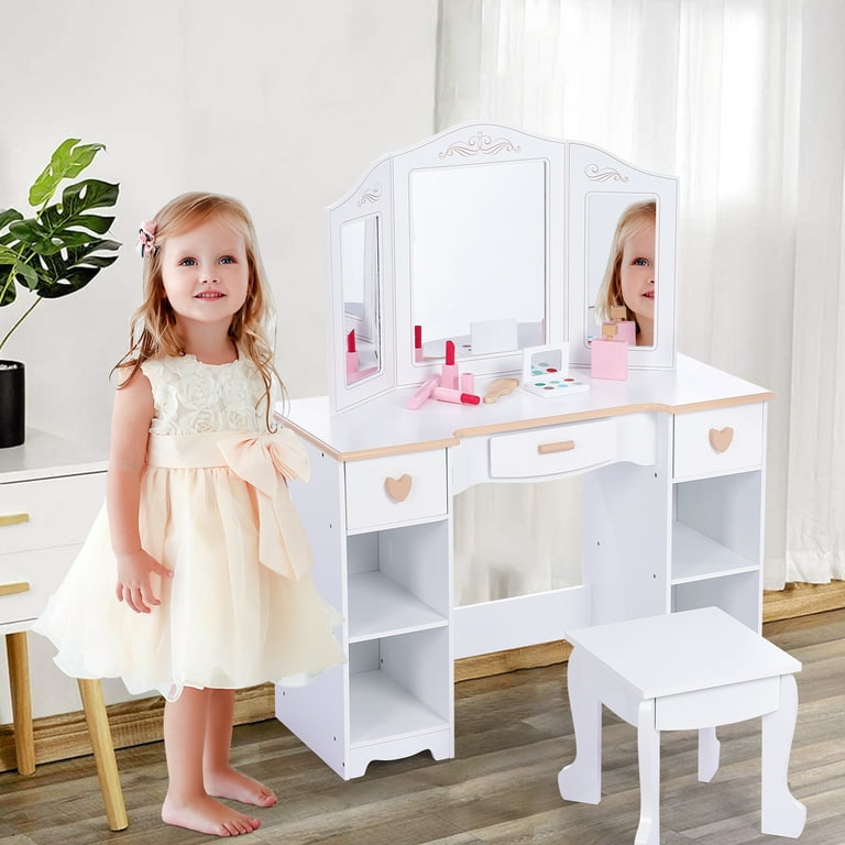 princess style dressing table Amazon.com: HEBEHO Victorian White Vanity Desk 80cm, Baroque Makeup Table with Drawers and LED Oval Mirror, Upholstered Stool, Dressing Table for Princess Women Girls : Home & Kitchen