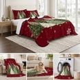 thumbnail image 6 of Quilts Twin Size Bedding Set, Red Christmas Lightweight Quilted Comforter, Green Xmas Trees Snowflake Balls Winter Soft Reversible Bedspread Coverlet with Pillow Covers for All Season, 68" x 86", 6 of 9