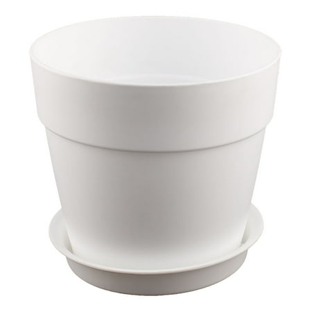 White Plant Pot Office Plastic Desktop Decor Planting Plant Flower Holder Pot Flowerpot White for Christmas ()