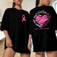 thumbnail image 2 of DHFJKG Cancer Awareness T Shirts For Women Pink Ribbon Graphic Oversized Drop Shoulder Short Sleeve Tees, 2 of 5