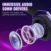 Ecomoment Wireless Gaming Headset Compatible for PS5 Switch PC Mac, 2.4 GHz/Bluetooth 5.2 Gaming Headphones with Noise Cancelling Microphone 40+ Hours Battery Life,3.5mm Wired for Xbox Series,White