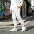 thumbnail image 5 of Besolor Cinch Bottom Sweatpants for Teen Boys Fall Winter Warm Casual Workout Joggers Elastic Waisted Kids Running Trousers with Pockets(14-15 Years,White), 5 of 7