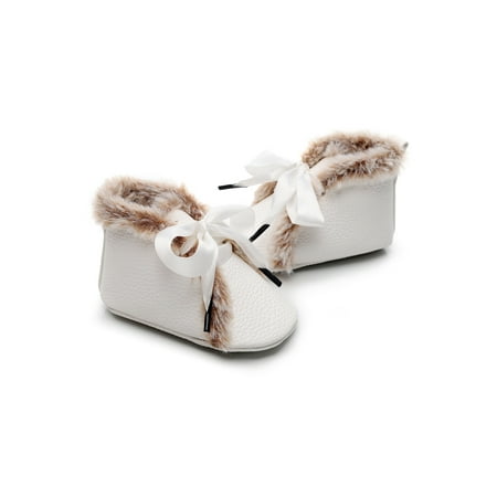 

Winter Plush Baby Girls Snow Warm Shoes PU Leather Flat Baby 0-24M Shoes Outdoor Snow Boots