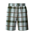 thumbnail image 4 of HKYNLAG Plaid Shorts for Men Casual Classic Drawstring Elastic Waist Bermuda Short Baggy Loose Y2k Lounge Shorts with Pockets Green 2XL, 4 of 5