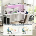 thumbnail image 4 of Homieasy L Shaped Desk with Power Outlet and LED lights, Ergonomic L-Shaped Gaming Desk with Monitor Stand, Reversible Corner Computer Desk with Hutch and Storage Shelf for Home Office, White, 4 of 7