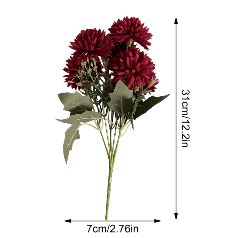 6 Pack Faux Fall Ball Mum Bouquets, Fake Chrysanthemum Stems for Party ...