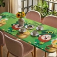 thumbnail image 3 of St. Patrick's Day Table Cloths for 8 Foot Rectangle Tables, Funny Gnomes Beer Gold Coin Shamrock Green Patio Waterproof Elastic Fitted Tablecloths, Washable Rectangular Table Cover for Camping, 3 of 8