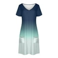 thumbnail image 3 of Liquidation d'Été 2025! Robe Grande Taille pour Femmes, Liquidation de Robe d'Été pour Femmes, Mode Féminine Robe Décontractée à Manches Courtes Dégradées Col en V, 3 of 4