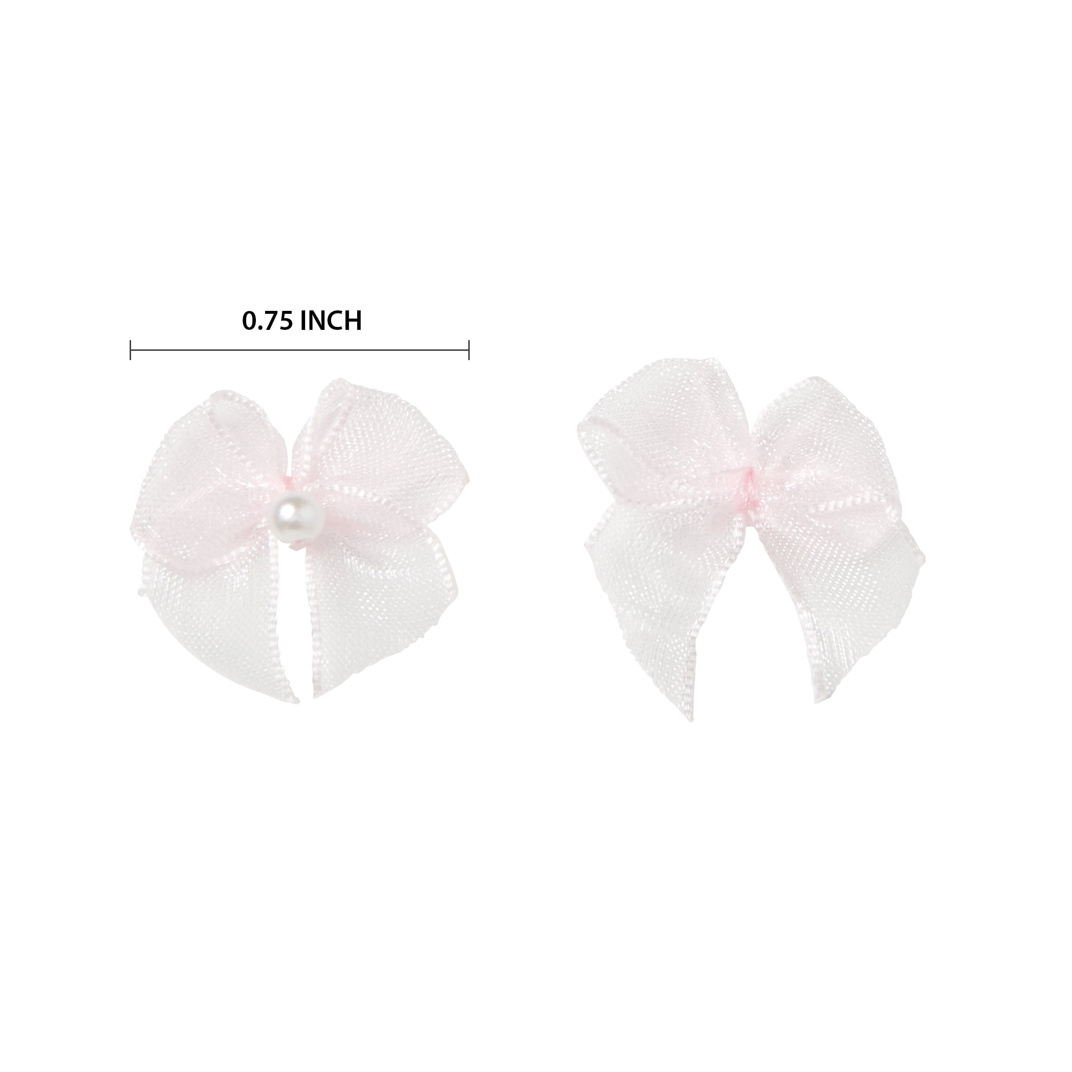 Offray Accessories, Lt Pink 5/8 inch Value Pack Sheer 2 Loop Bow with Pearl Accessory for Wedding, Hair Clips, and Scrapbooking, 40 count, 1 Package
