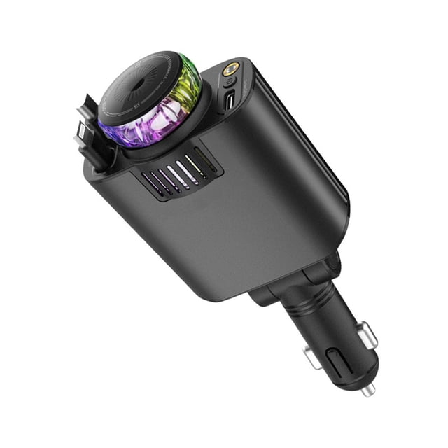 Car Charger PD Fast Charging Retractable With USB Adapter Aroma Spray & Ambient Light