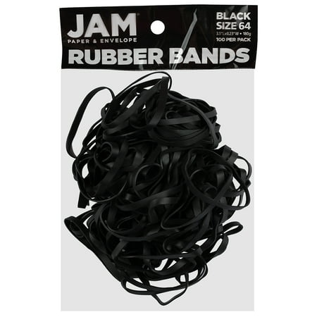 JAM Paper Colorful Rubber Bands, Size 64, Black, 100/Pack
