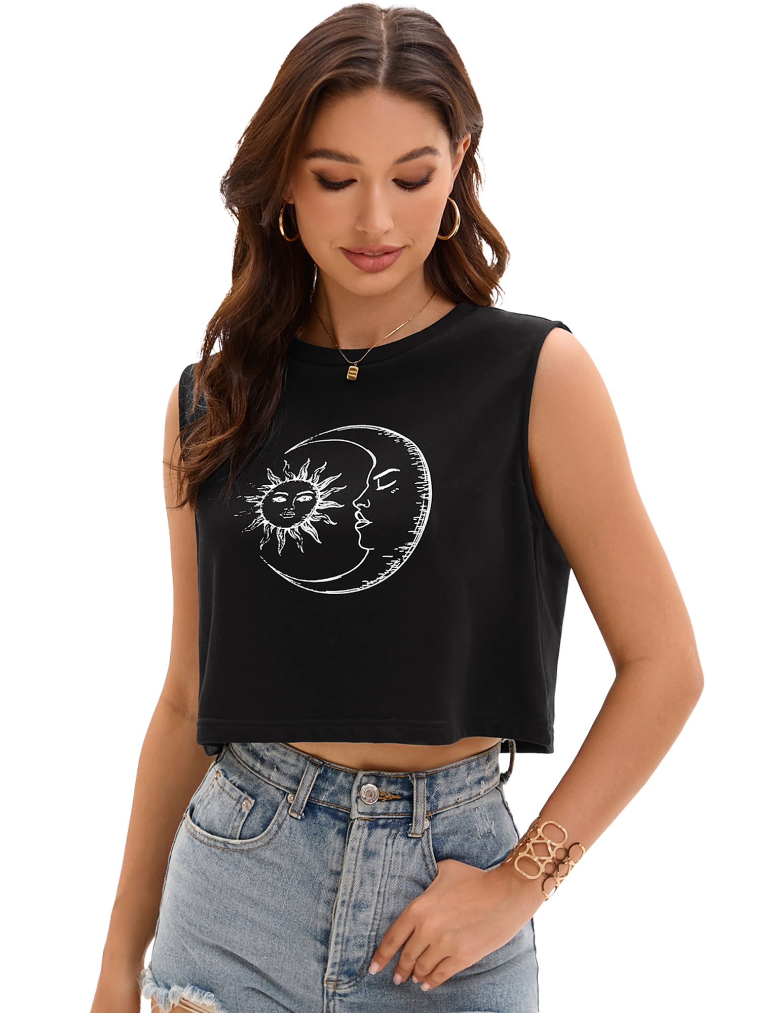 DARING DIVA Stylish Loose Fit Women's Top with Crew Neck Design M Black Print
