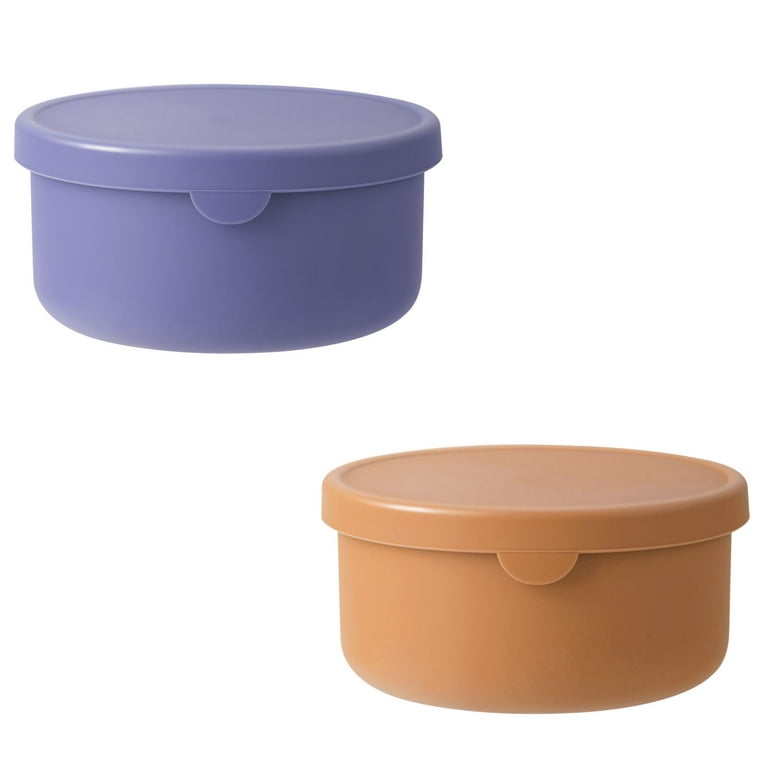 2pcs Silicone Bowls with Lids Set, Reusable Food Container with