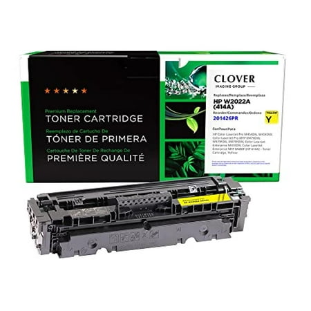 UPC: 0801509410730 | Clover Remanufactured Toner Cartridge (Reused OEM Chip) Replacement for HP 414A (W2022A) | Yellow