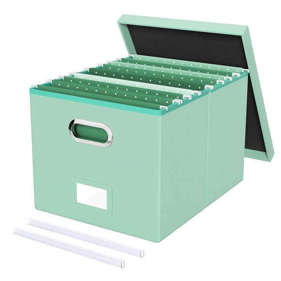 Caja organizadora de archivos Oterri Letter Legal, portátil, verde menta