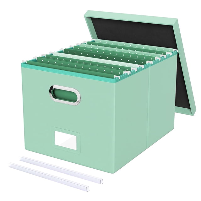 Caja organizadora de archivos Oterri Letter Legal, portátil, verde menta