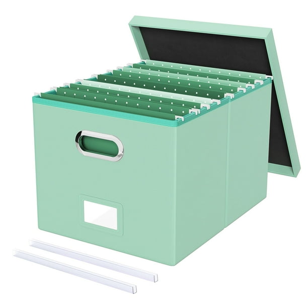 Caja organizadora de archivos Oterri Letter Legal, portátil, verde menta