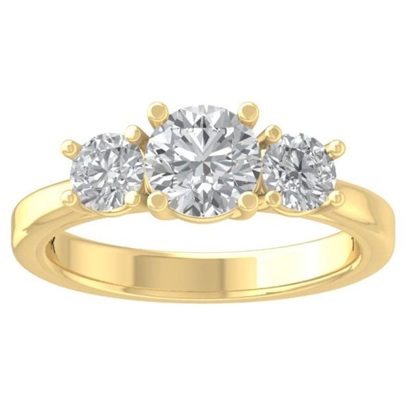 ARAIYA FINE JEWELRY 14K Yellow Gold Lab Grown Diamond Three Stone Engagement Ring (1 5/8 cttw, D-F Color, VS Clarity) Size 6