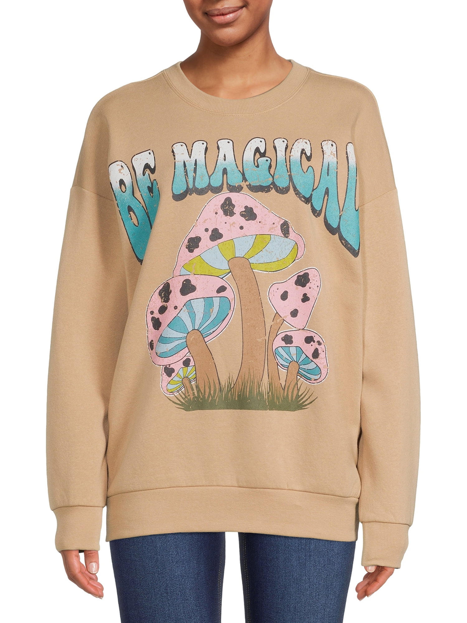 No Boundaries Junior's Graphic Print Tunic Sweatshirt