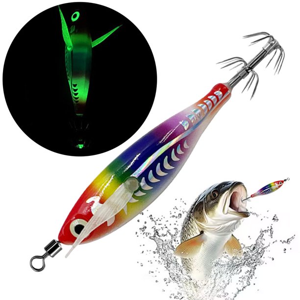 Artificial Fake Octopus Señuelos Luminosos Jig Ganning Hook Fishing Lure Wood Shrimp C (006)