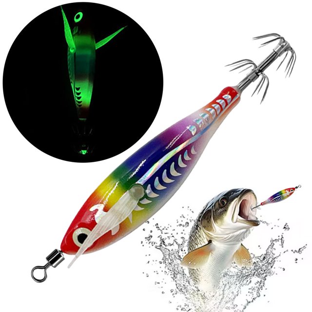 Artificial Fake Octopus Señuelos Luminosos Jig Ganning Hook Fishing Lure Wood Shrimp C (006)