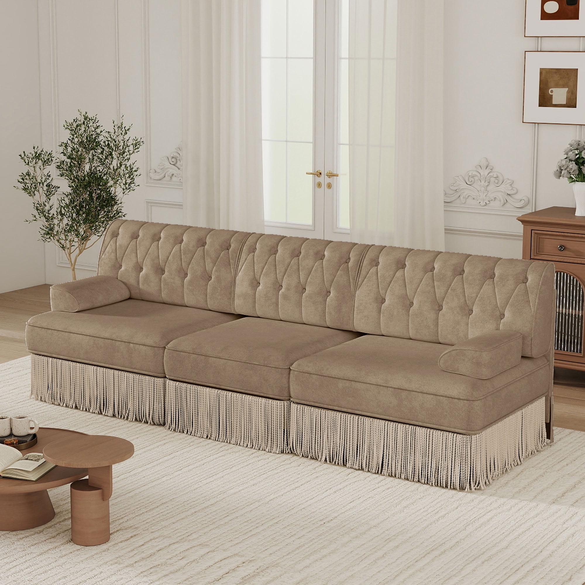 MAYEERTY 3-Seater Chesterfield Modular Sofa, Free Combination Pet Friendly Couch, Solid Wood Base for Living Room Bedroom Rest Area