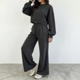 thumbnail image 7 of Iyufng 2 Piece Polka Dot Outfits for Women, Cropped Sweatshirt Drawstring Wide Leg Pants with Pockets Casual Loungewear Matching Set, 7 of 7