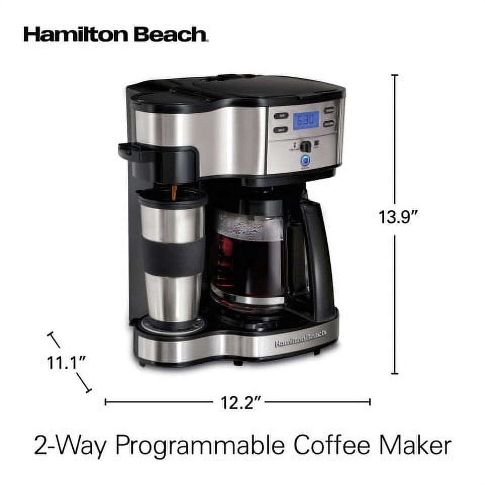  Hamilton Beach 49933 2-Way 12 Cup Programmable Drip Coffee Maker  & Single Serve Machine, Glass Carafe, Auto Pause and Pour, White: Home &  Kitchen