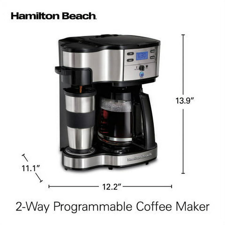 Hamilton Beach 2-Way Coffee Maker, Single-Serve or 12 Cups, Glass Carafe,  Black, 49980Z 