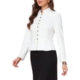 thumbnail image 4 of INSPIRE CHIC Business Casual Blazer for Women Classic Button Warm Stand Collar Long Sleeve Work Fitted Blazer Suit Jackets XL Cream White, 4 of 6