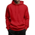 thumbnail image 2 of Qwertyu Men's Oversized Hoodie Soft Long Sleeve Solid Color Hooded Sweatshirts with Kangaroo Pocket Hoodies Pullover Red 3XL, 2 of 6