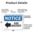 thumbnail image 2 of (2 Pack) Gas Shutoff [Left Arrow] OSHA Notice Sign 18 Inch X 12 Inch Plastic Sign, Weather Resistant, UV Protected for Workplace, Business, and Construction Site, Made in the USA, 2 of 8