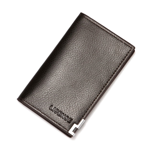 Cartera de hombre de PU con patrón de lichi, cartera para documentos comerciales, cartera multitarjeta, cartera vertical multifuncional para hombre
