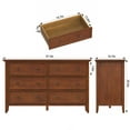 IKENO 6 Drawers Wood Dresser, Caramel Solid Wood Chest of Drawers, 6