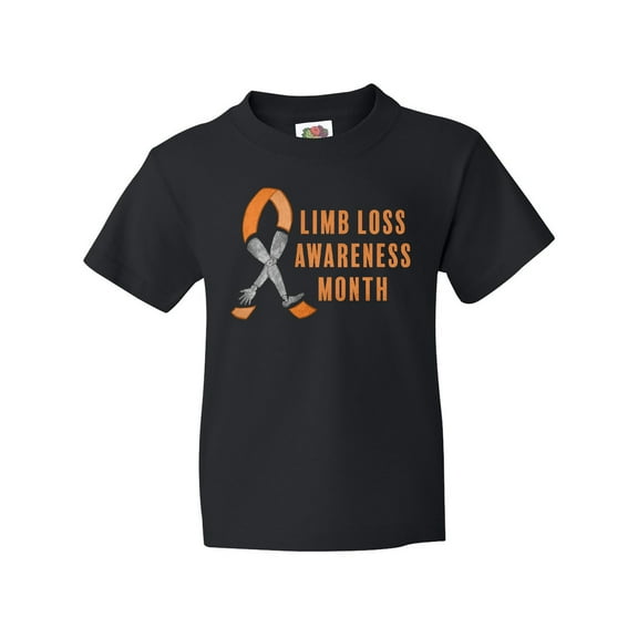 Inktastic Limb Loss Awareness Prosthetic Leg and Arm Orange Ribbon Youth T-Shirt
