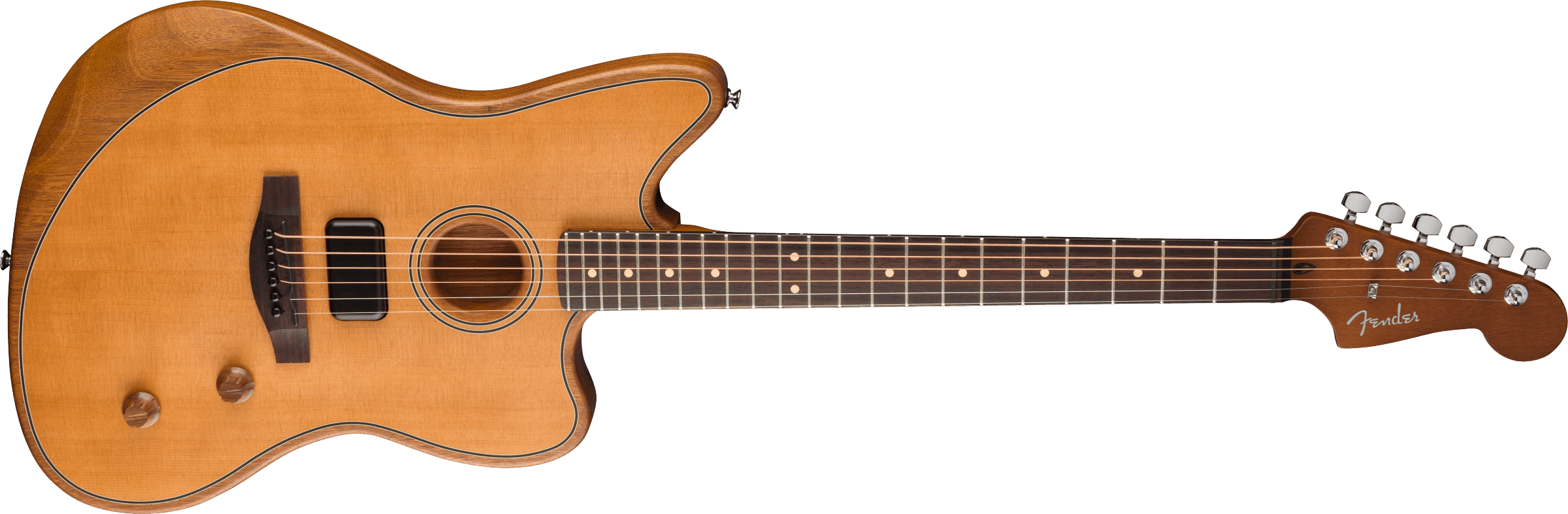 Fender Acoustasonic Standard Jazzmaster Acoustic-Electric Guitar, Solid Spruce Top, Aged Natural