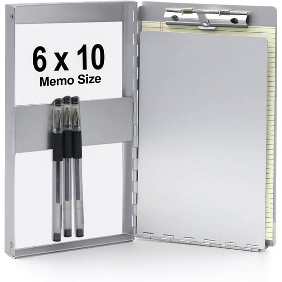 Sunnyclip Small Metal Clipboard - Side-Opening Memo Size with Privacy Cover, for Truckers & Receipts (Fits 5.5x9.5" Paper)